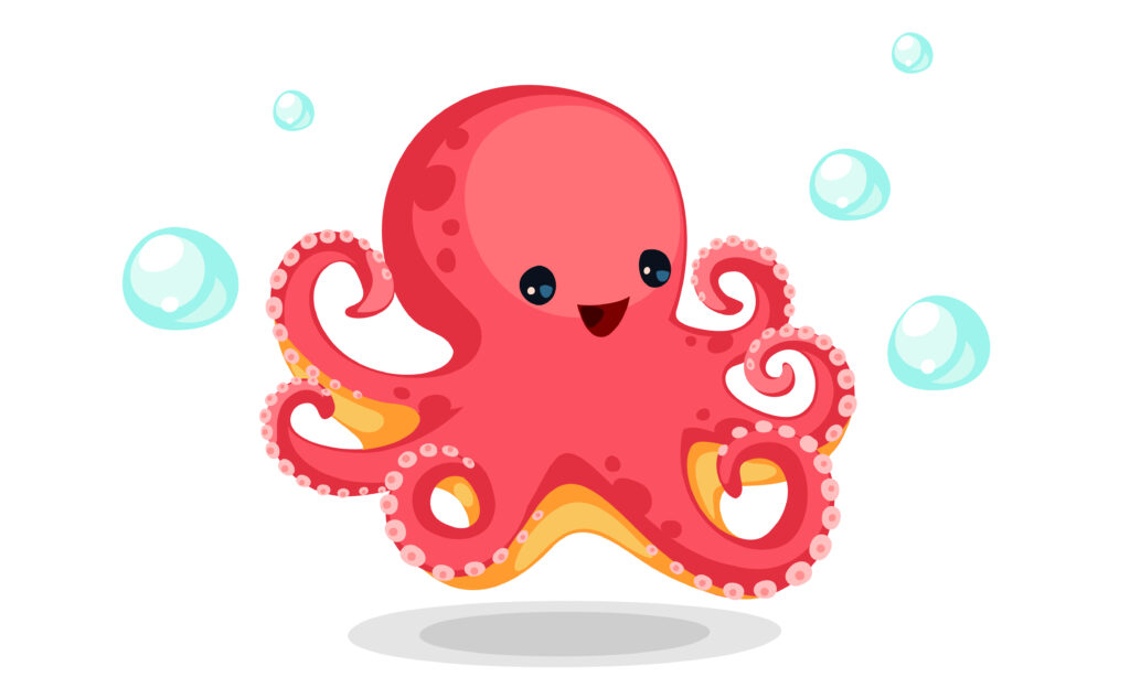 Funny Red Octopus cartoon